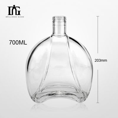 Прозрачная 700 мл бутылка для винного виски со стеклянной основой