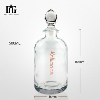375 мл 500 мл 750 мл Круглой формы Прозрачная стеклянная бутылка с вином для напитков OEM / ODM Приемлемо