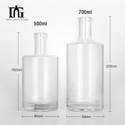 Прямая очистка 500 мл круглой стеклянной бутылки с деревянной пробкой и приемлемым логотипом клиента