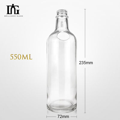 Приемлемая OEM/ODM 550ml Прозрачная бутылка с винной крышкой для бутылки с винным спиртом
