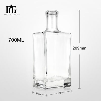 Приемлемая OEM/ODM 700 мл квадратная стеклянная бутылка для виски Джин Водка Спиртный выбор