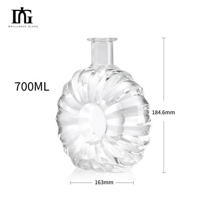 Стеклянный воротник материал Custom Moon Shape 700ml бутылка рома для ликеров и напитков