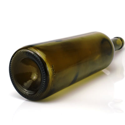 Бутылка из 750 мл в первоклассном цвете для красного вина, круглой формы, зеленого цвета, пробки