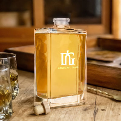 Стеклянная бутылка 500 мл Прозрачные напитки Вино Ликерная бутылка со стеклянным ошейником