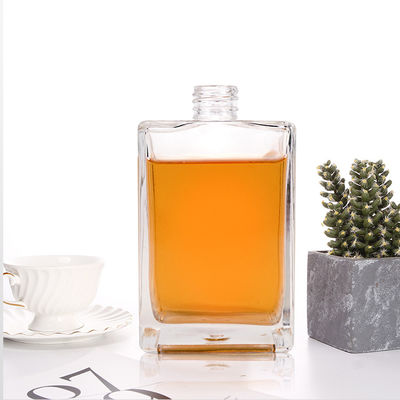 Стеклянный ошейник Материал квадратный Прозрачный плоский плечо 500 мл 700 мл бутылка виски с пробкой