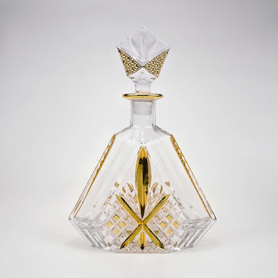 500 мл 17 унций Классический Нерегулярный Золотой Облицовка Стеклянный Ликер Декантер для Вина Бурбон Текила