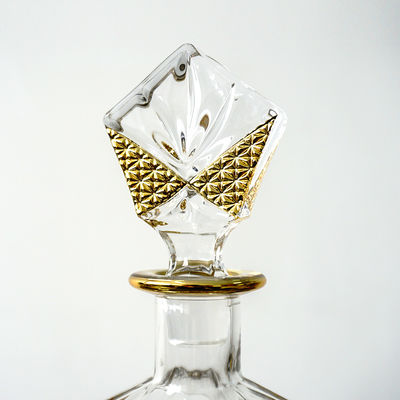 500 мл 17 унций Классический Нерегулярный Золотой Облицовка Стеклянный Ликер Декантер для Вина Бурбон Текила