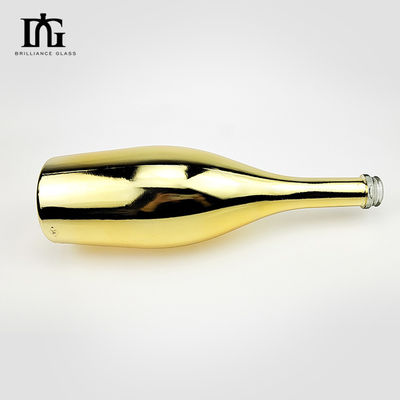 75cl Электроплавленное золото Синий Розовый Пустые спиртные напитки Шампанское Стеклянная бутылка с металлическим эффектом