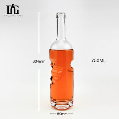 200ml 375ml 500ml 750ml 1000ml круглые пустые стеклянные кремневые спиртные напитки винный джин Виски водка текила стеклянная бутылка с пробкой
