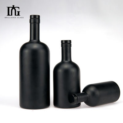 Матовый черный 200ml 375ml 500ml 750ml Круглое стеклянное стекло для ликеров и напитков