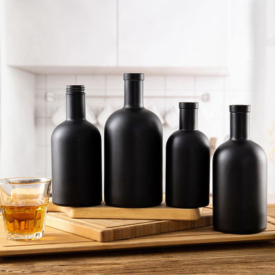 Матовый черный 200ml 375ml 500ml 750ml Круглое стеклянное стекло для ликеров и напитков