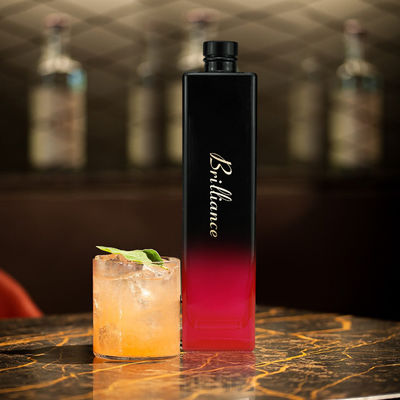 Приемлемый логотип клиента 750 мл квадратная стеклянная бутылка вина для коньяка