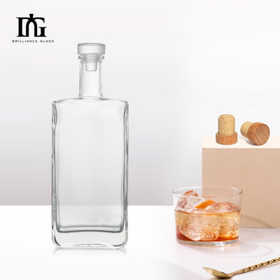Выгравировка поверхности обработки 750 мл квадратной формы стеклянный спирт водка бутылка рома для алкоголя