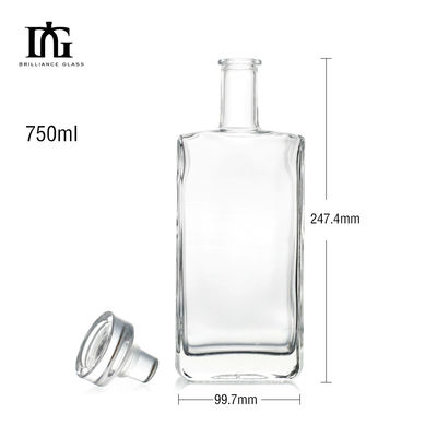 Выгравировка поверхности обработки 750 мл квадратной формы стеклянный спирт водка бутылка рома для алкоголя