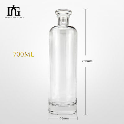 500 ml/700 ml/750 ml Круглые колоннистые тонкие высокие бутылки из стекла для водки с пробковой крышкой