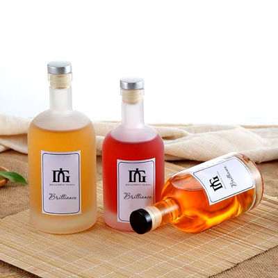 Прозрачная круглая стеклянная бутылка для спиртных напитков водка джин ром бренди 750 мл 500 мл 375 мл вместимость