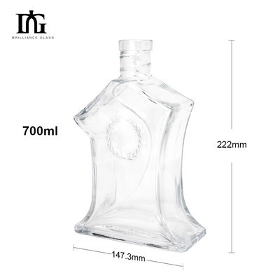 Капчатый пробковый винт Обе 700 мл 70cl 750ml 75cl Стеклянная бутылка для бренди Виски Джин Водка