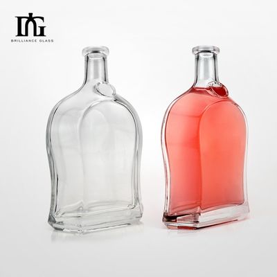 500 ml/700 ml/750 ml Прозрачная стеклянная бутылка для коньяка Виски Ром Спиртные напитки Корк Тип уплотнения