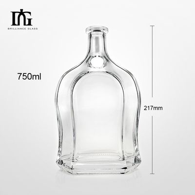 500 ml/700 ml/750 ml Прозрачная стеклянная бутылка для коньяка Виски Ром Спиртные напитки Корк Тип уплотнения