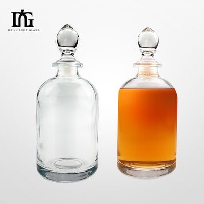 Прозрачные круглые пустые стекла из кремнезаготовительного стекла Ликерное вино Виски Водка Текила Бутылка Промышленная