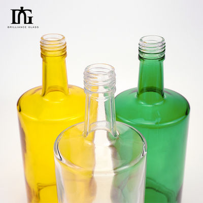 Круглая прозрачная/морозная толстая бутылка из стекла с винным дном с корковым воротником