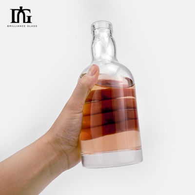 Конфигурационный логотип 500 мл круглые стеклянные бутылки для роскошных спиртных напитков и виски