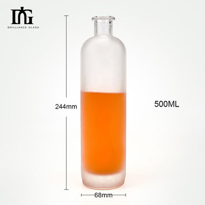 Водка Бренди Ликер бутылки с приемлемым логотипом клиента 500 мл Прозрачное круглое стекло